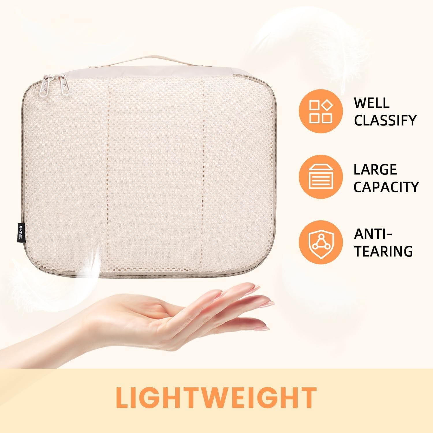 6 Set Packing Cubes Luggage Packing Organizers for Travel Accessories (Beige)