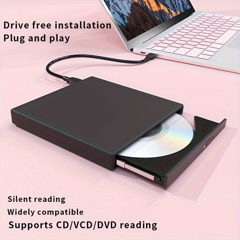 DVD CD Burner - 7-in-1 Multifunctional - External Player/Reader/Writer Drive - USB-C Portable-CD/DVD +/-RW Drive/DVD Player - USB 3.0 USB-C Hub - Compatible with Laptops Desktop All-in-One Computers