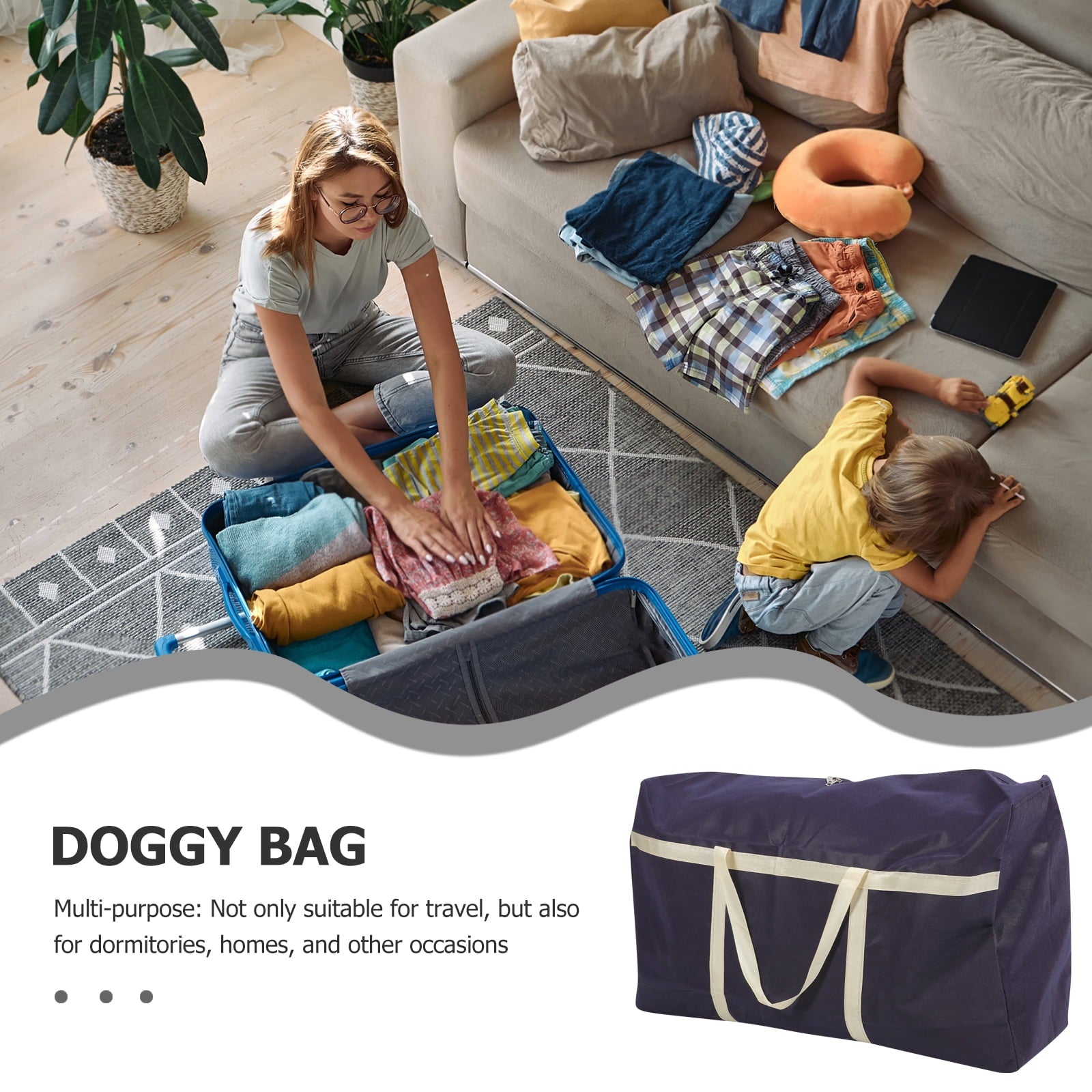 Masteelf 1Pack Travel Packing Organizers Dark Blue Cloth Non-Woven Fabric Large Capacity Zipper Design For Men And Women