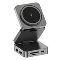 10 in 1 Docking Station Aluminum Alloy Magnetic Suction Wireless Fast Charging Hub External Computer USB Hub,1 x 10 in 1 Docking Station,Black