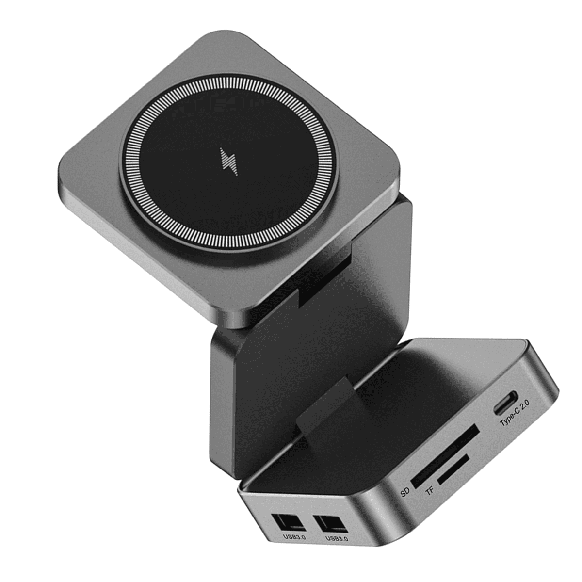 10 in 1 Docking Station Aluminum Alloy Magnetic Suction Wireless Fast Charging Hub External Computer USB Hub,1 x 10 in 1 Docking Station,Black