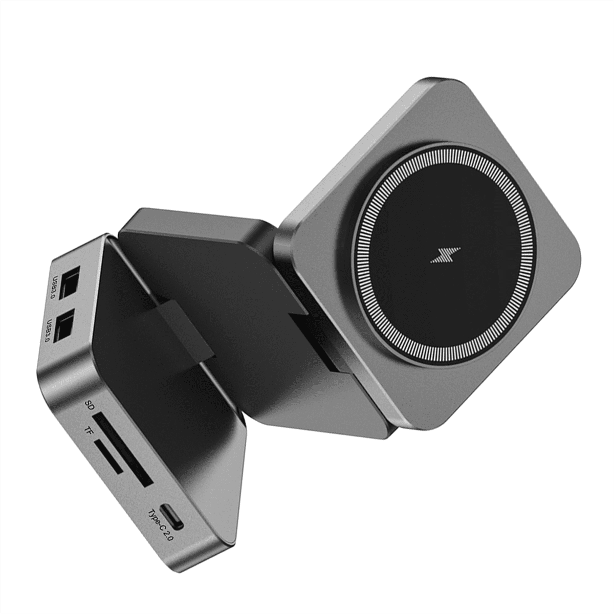 10 in 1 Docking Station Aluminum Alloy Magnetic Suction Wireless Fast Charging Hub External Computer USB Hub,1 x 10 in 1 Docking Station,Black