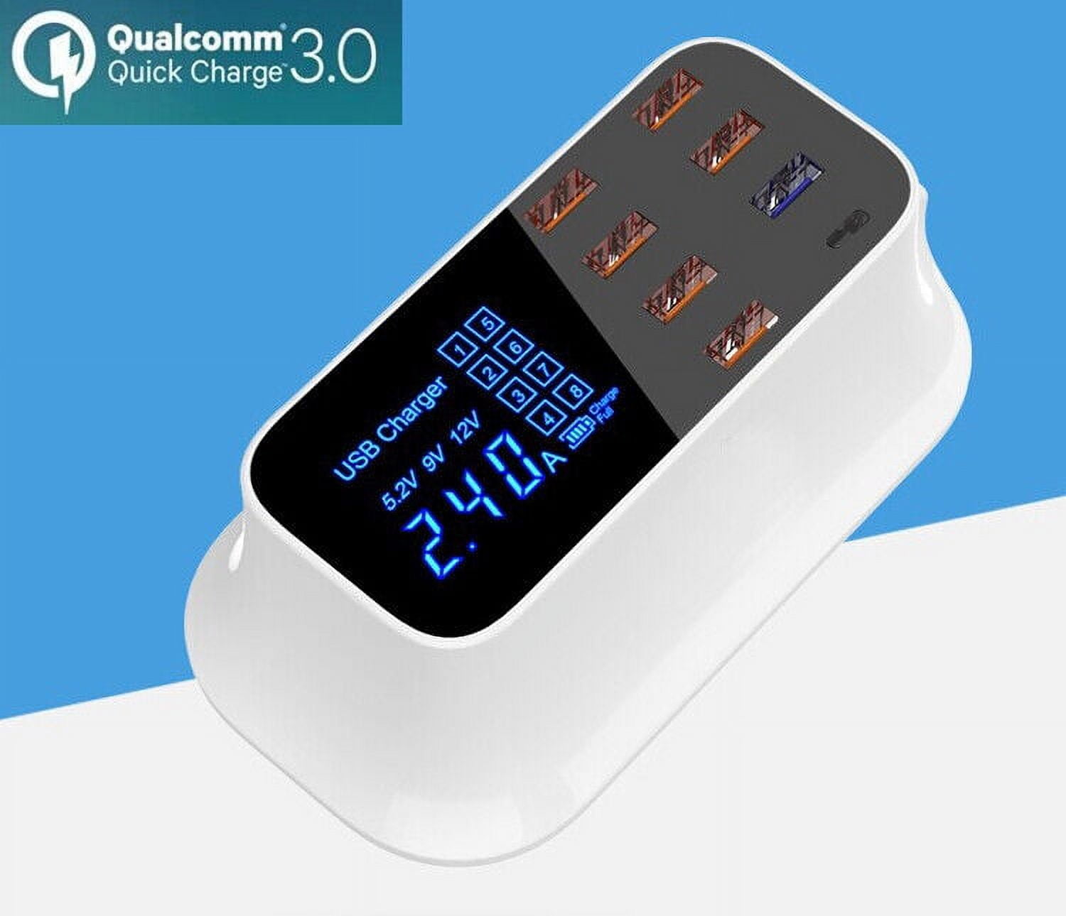 Quick Charge QC3.0 Type-C 8-Port USB Wall Charger Station LCD Display For i Pad