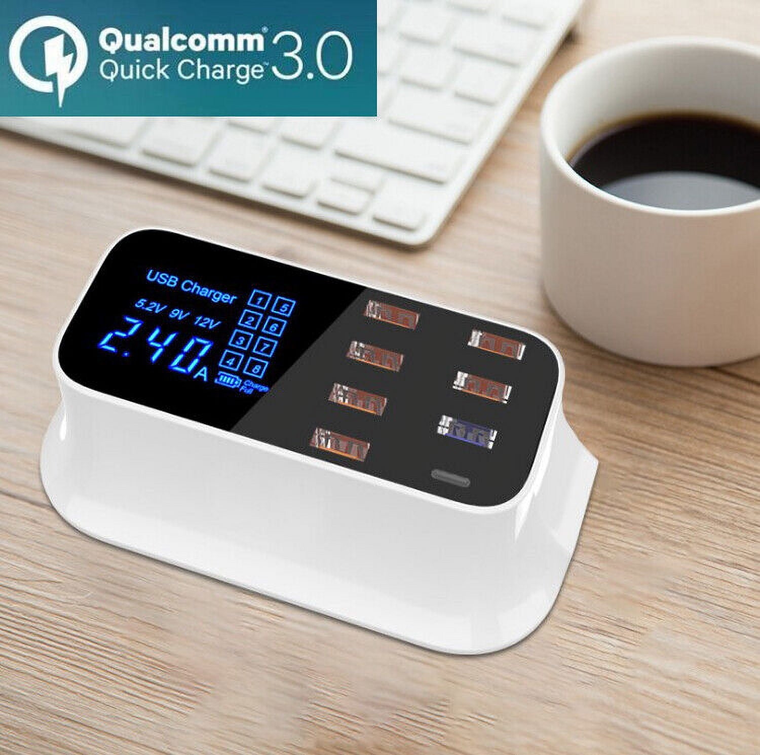 Quick Charge QC3.0 Type-C 8-Port USB Wall Charger Station LCD Display For i Pad