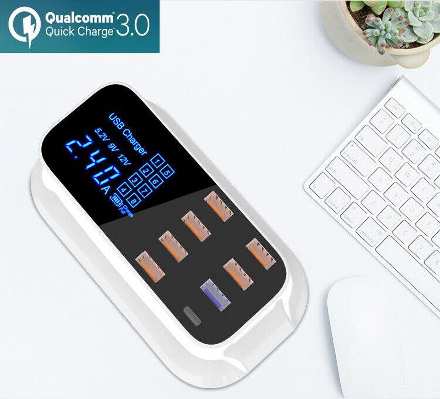 Quick Charge QC3.0 Type-C 8-Port USB Wall Charger Station LCD Display For i Pad