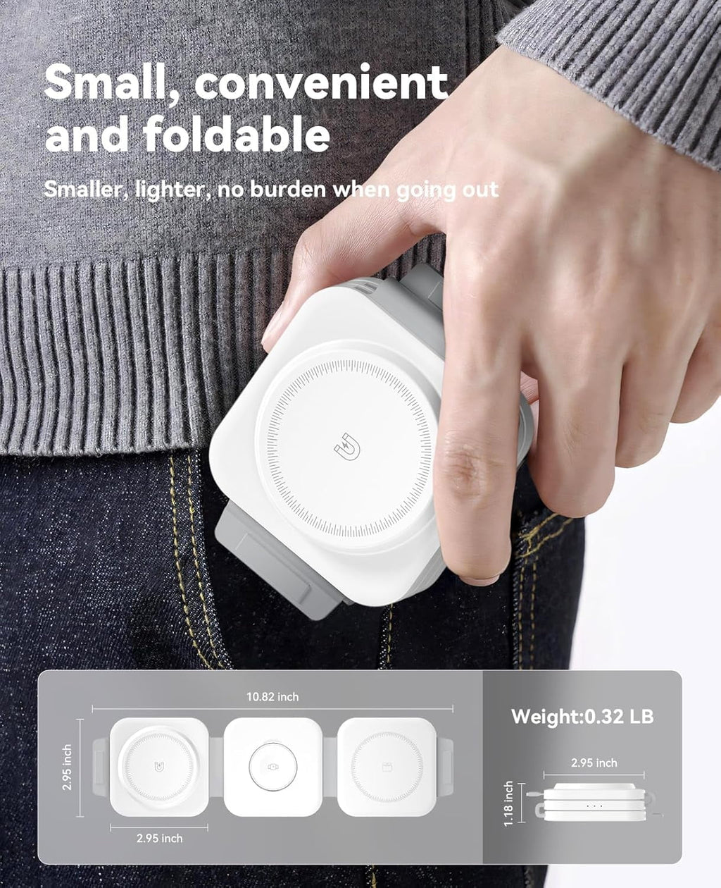 3 in 1 Charging Station for Apple Multiple Devices, Foldable Magnetic Fast Wireless Charger Dock, Travel Charging Pad for iPhone 16 15 14 13 12 Pro Max Plus Apple Watch Series &amp; AirPods 4/3/2/Pro