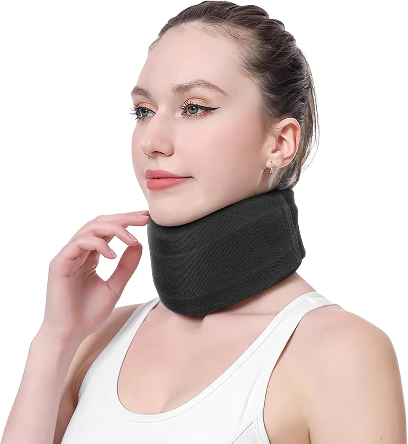 Neck Brace for Neck Pain and Support, Soft Neck Support Relieves Pain &amp;  Wrap Align Stabilize Vertebrae Foam Cervical Collar for Sleeping (Grey, M, 3.5" Depth Collar)