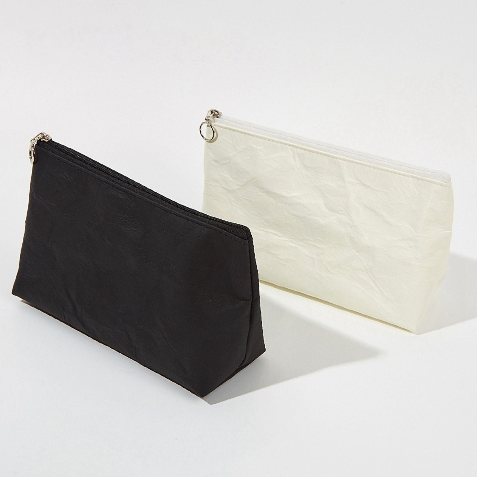 White Paper Storage Bag, Travel Toiletries Organizer Bag, Portable Waterproof Zipper Cosmetic Bag