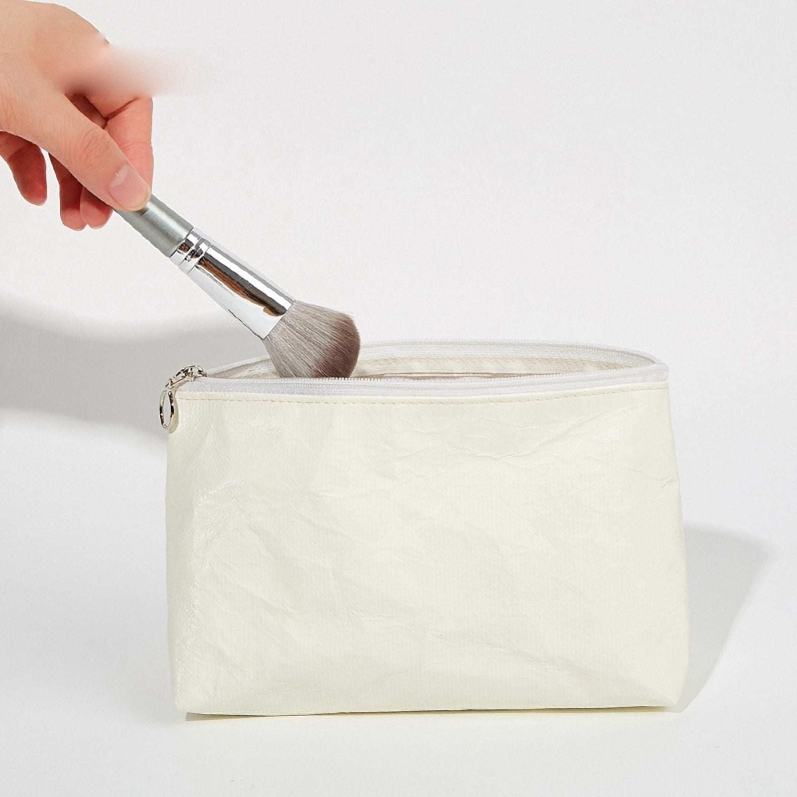 White Paper Storage Bag, Travel Toiletries Organizer Bag, Portable Waterproof Zipper Cosmetic Bag