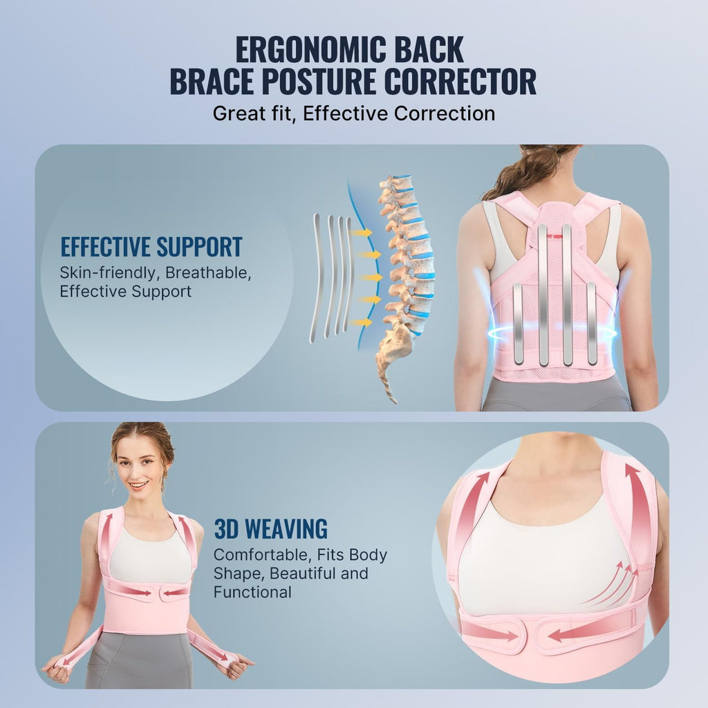 Back Brace Posture Corrector for Women and Men, Shoulder Straightener, Adjustable Full Back Support, Upper and Lower Back Pain Relief - Scoliosis, Hunchback, Hump, Thoracic, Spine Corrector