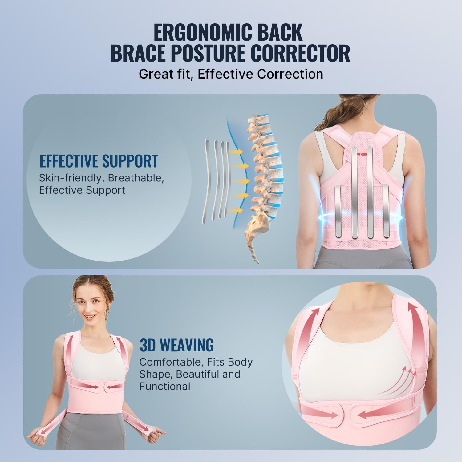 Back Brace Posture Corrector for Women and Men, Shoulder Straightener, Adjustable Full Back Support, Upper and Lower Back Pain Relief - Scoliosis, Hunchback, Hump, Thoracic, Spine Corrector
