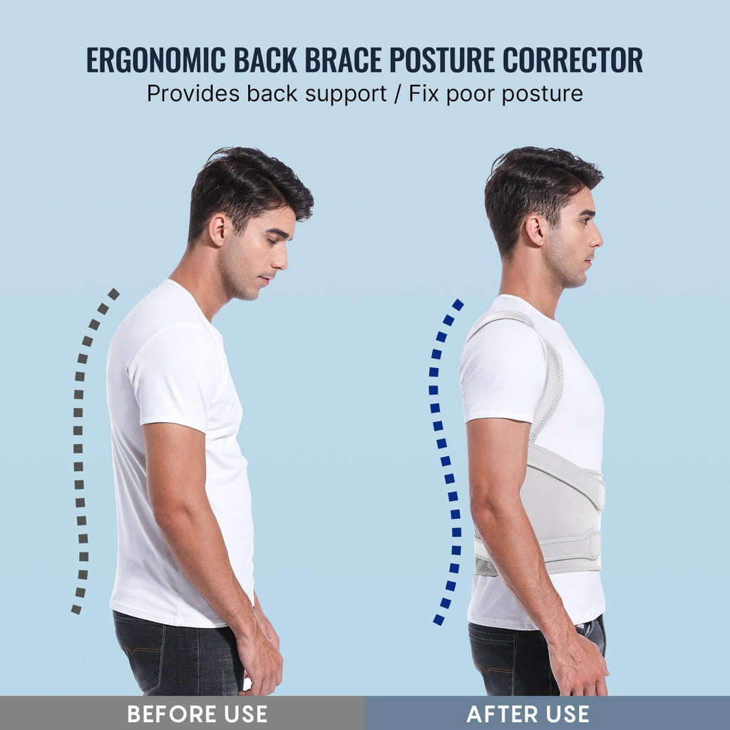Back Brace Posture Corrector for Women and Men, Shoulder Straightener, Adjustable Full Back Support, Upper and Lower Back Pain Relief - Scoliosis, Hunchback, Hump, Thoracic, Spine Corrector