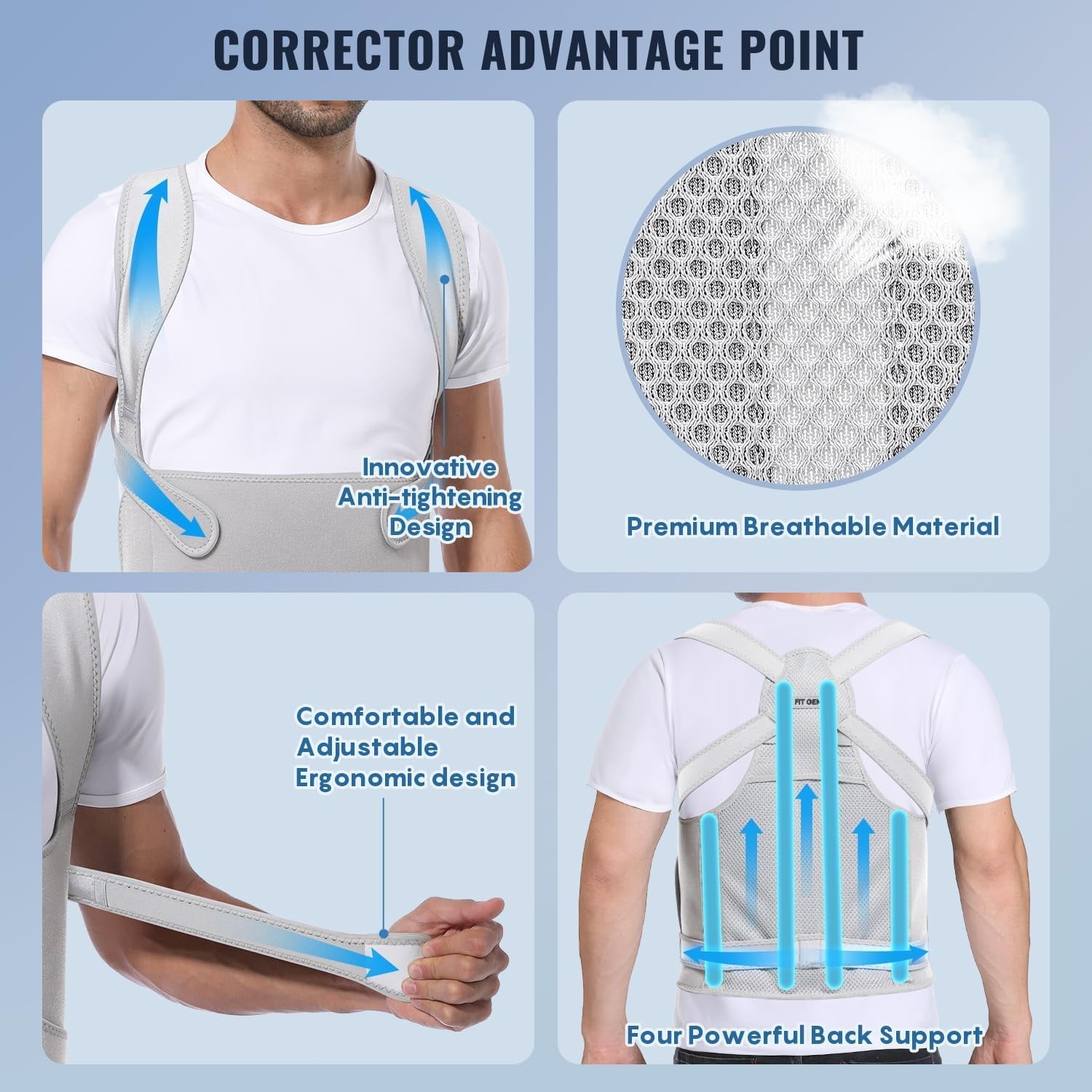 Back Brace Posture Corrector for Women and Men, Shoulder Straightener, Adjustable Full Back Support, Upper and Lower Back Pain Relief - Scoliosis, Hunchback, Hump, Thoracic, Spine Corrector