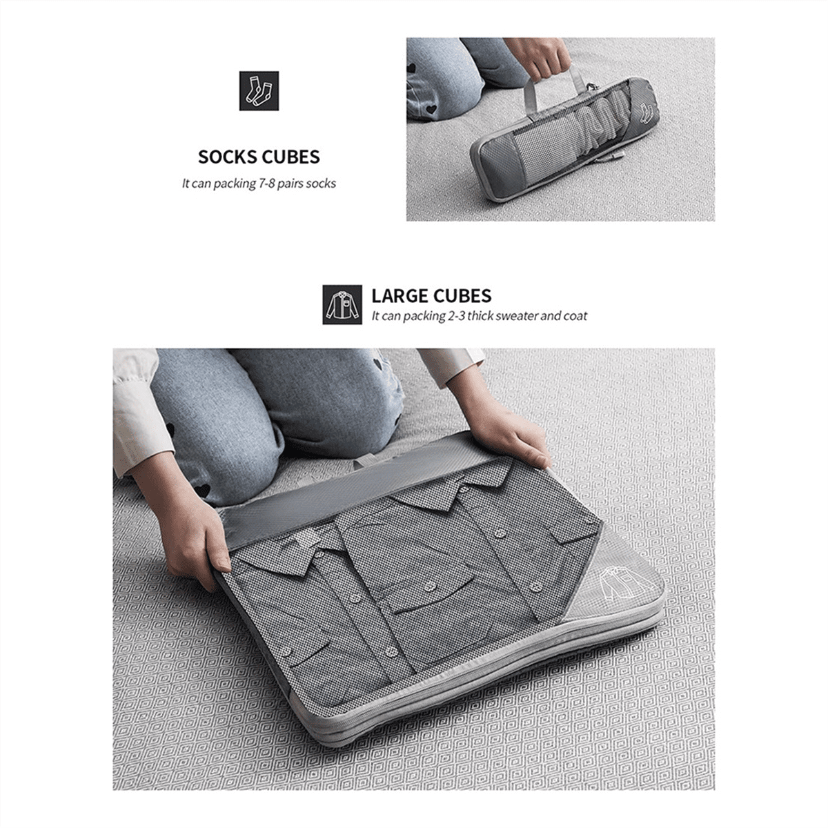 6PCS Compressed Packing Cubes Set, Portable Luggage Organizers, Ideal for Compressed Packing &amp; Suitcase Organization,6 * Travel Packing Cubes,As Shown