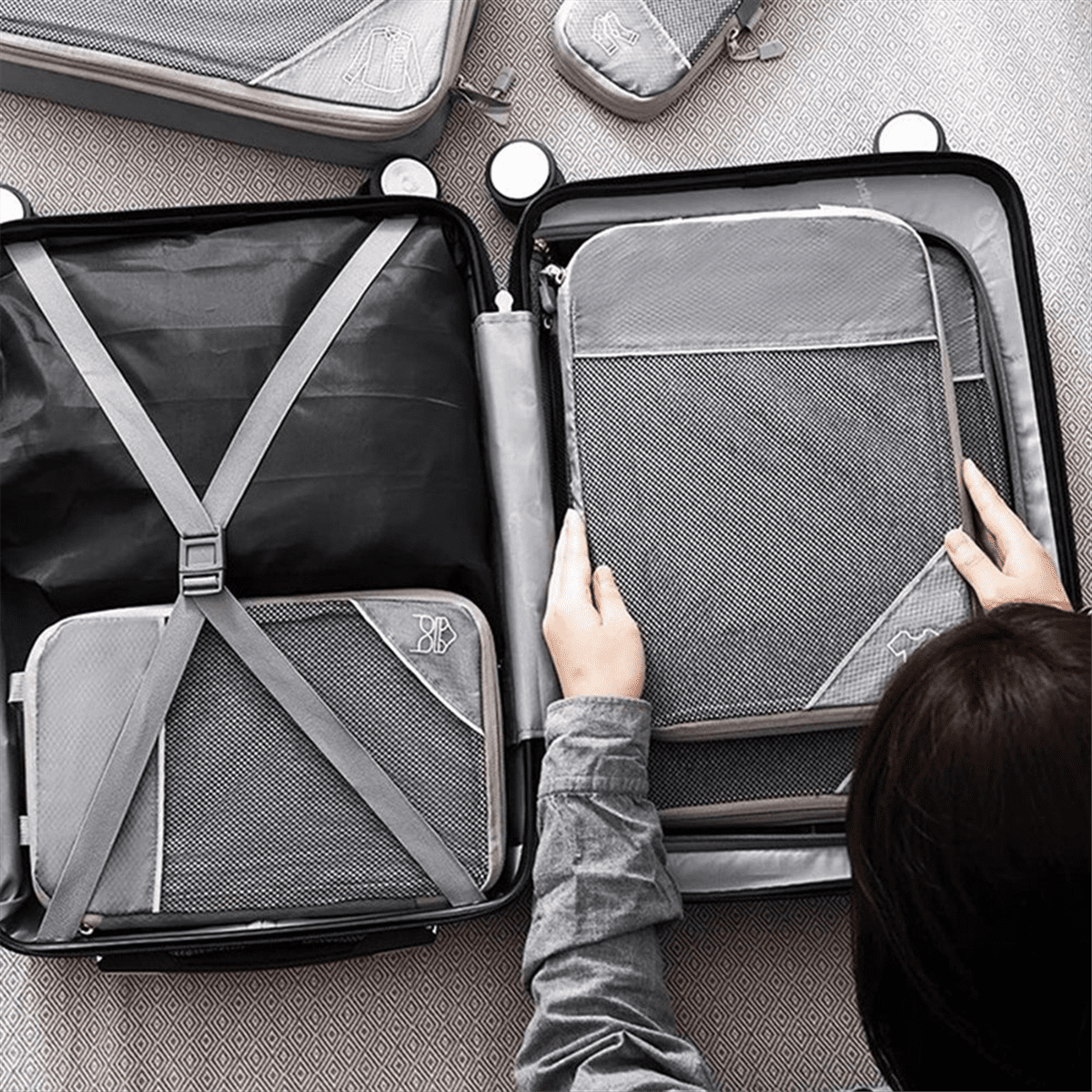 6PCS Compressed Packing Cubes Set, Portable Luggage Organizers, Ideal for Compressed Packing &amp; Suitcase Organization,6 * Travel Packing Cubes,As Shown