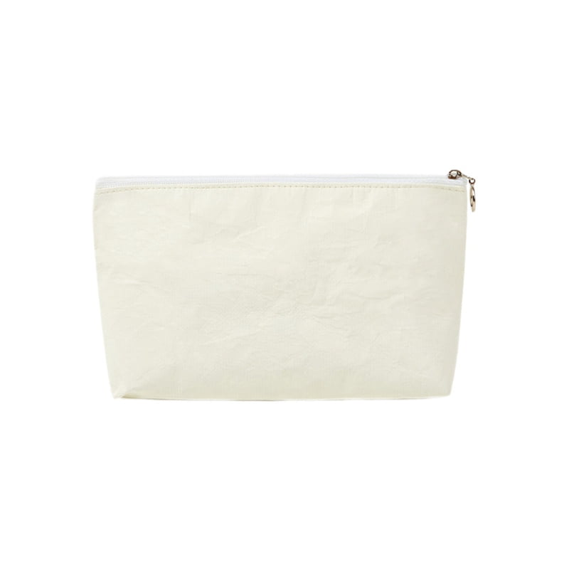 White Paper Storage Bag, Travel Toiletries Organizer Bag, Portable Waterproof Zipper Cosmetic Bag