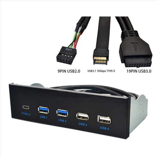 2pcs 5.25 Inch Usb3.1 Gen2 Front Panel Usb Hub 2 Ports Usb3.0+2 Ports Usb2.0+1 Port Type-C with Type-E Connector