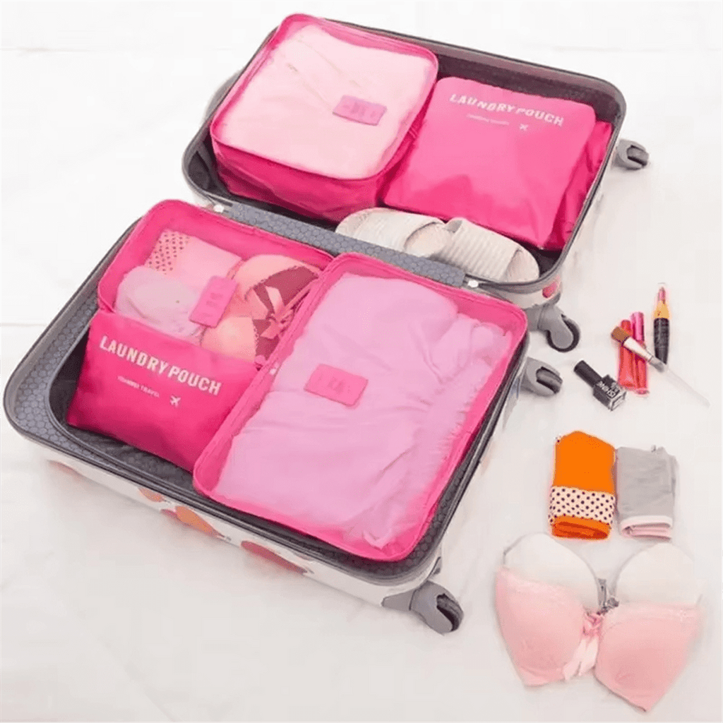 6pcs Travel Storage Bags Suitcase Packing Set Storage Cases Portable Luggage Organizer Clothes Shoe Foldable Organizer,1 * Travel bag set,As Shown