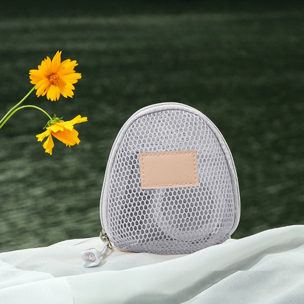 Portable Mesh Cosmetic Bag, 14x13x7cm Transparent Makeup Organizer, Polyester Travel Wash Pouch, Compact Toiletries Storage Case, Small Vacation Pool Accessory Holder