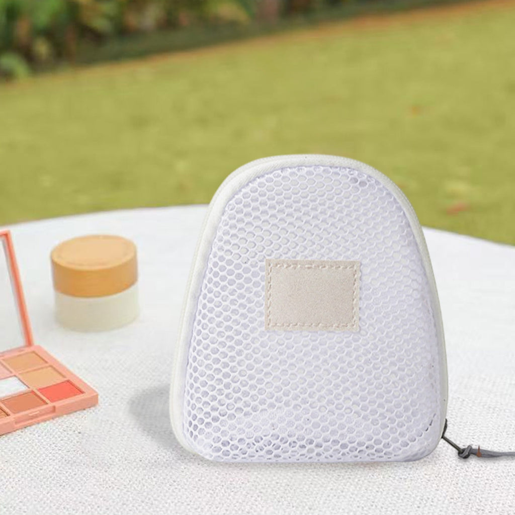 Portable Mesh Cosmetic Bag, 14x13x7cm Transparent Makeup Organizer, Polyester Travel Wash Pouch, Compact Toiletries Storage Case, Small Vacation Pool Accessory Holder