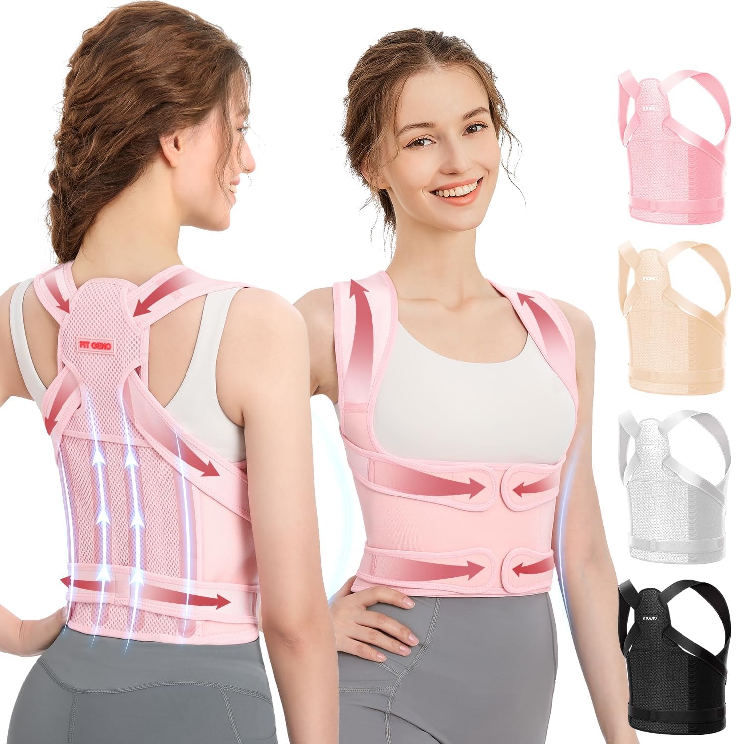 Back Brace Posture Corrector for Women and Men, Shoulder Straightener, Adjustable Full Back Support, Upper and Lower Back Pain Relief - Scoliosis, Hunchback, Hump, Thoracic, Spine Corrector