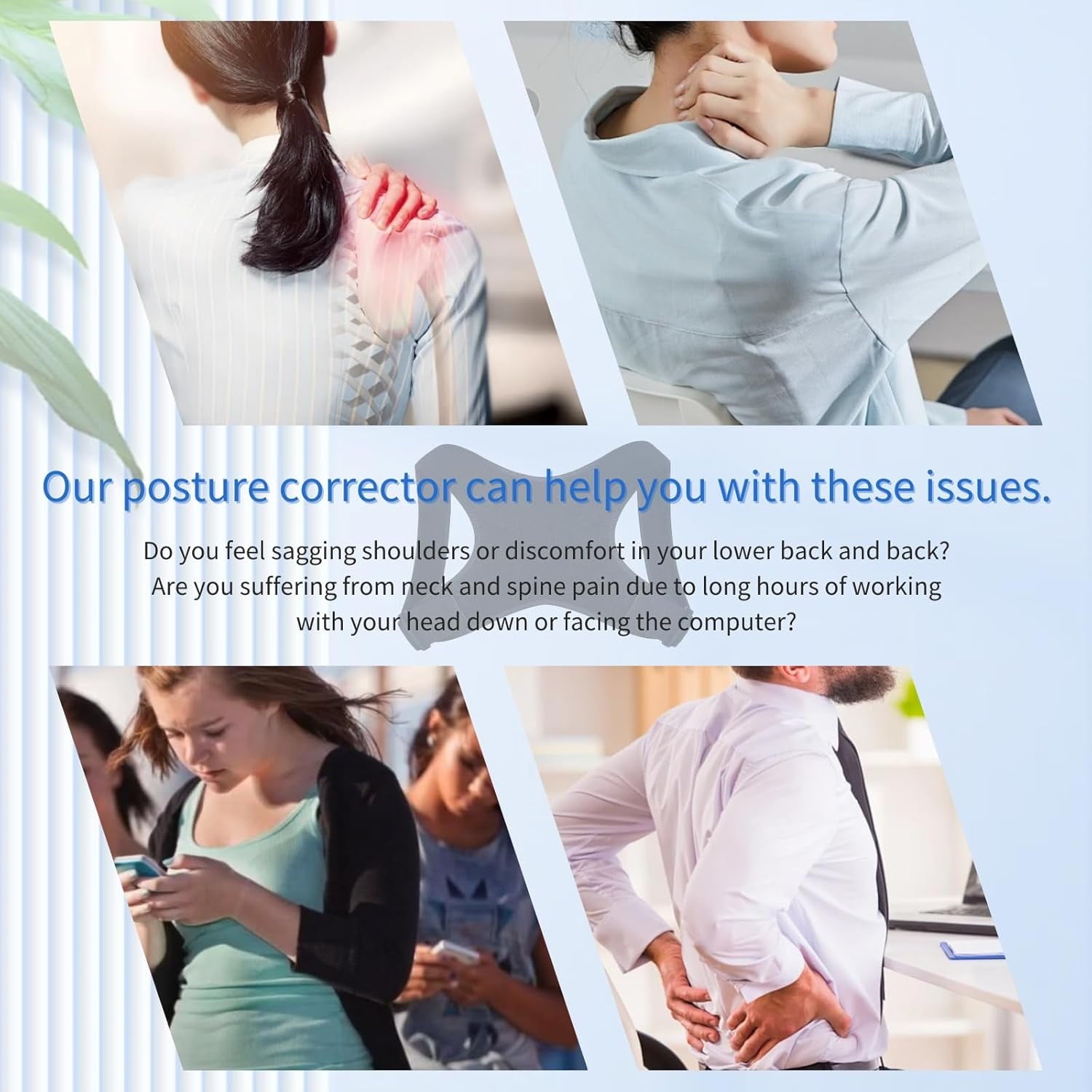 Posture Corrector for Women, Adjustable Back Brace for Men, Back Support, Shoulder Brace, Neck and Back Pain Relief, Shoulder and Back Straightener, Back Brace for Posture, Upper Back Corrector