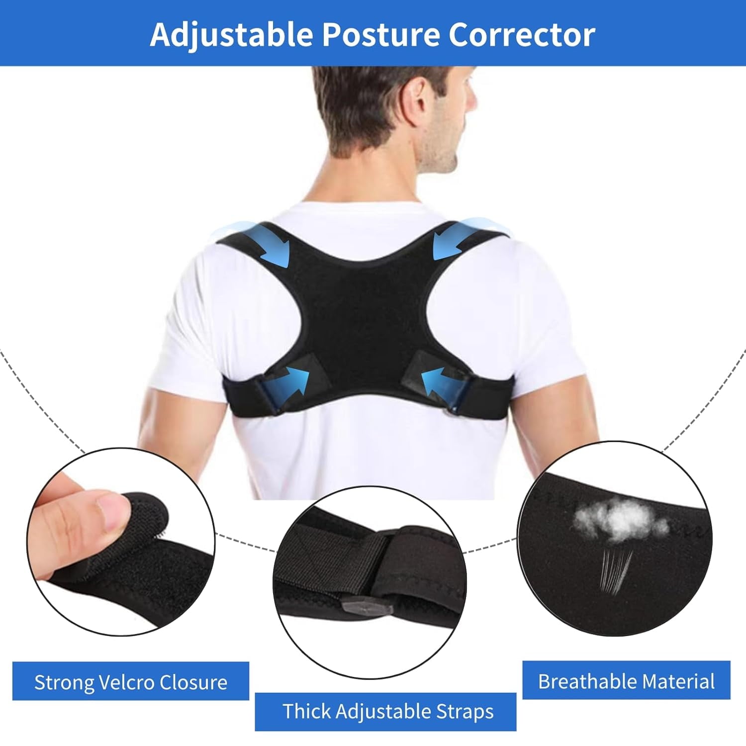 Posture Corrector for Women, Adjustable Back Brace for Men, Back Support, Shoulder Brace, Neck and Back Pain Relief, Shoulder and Back Straightener, Back Brace for Posture, Upper Back Corrector