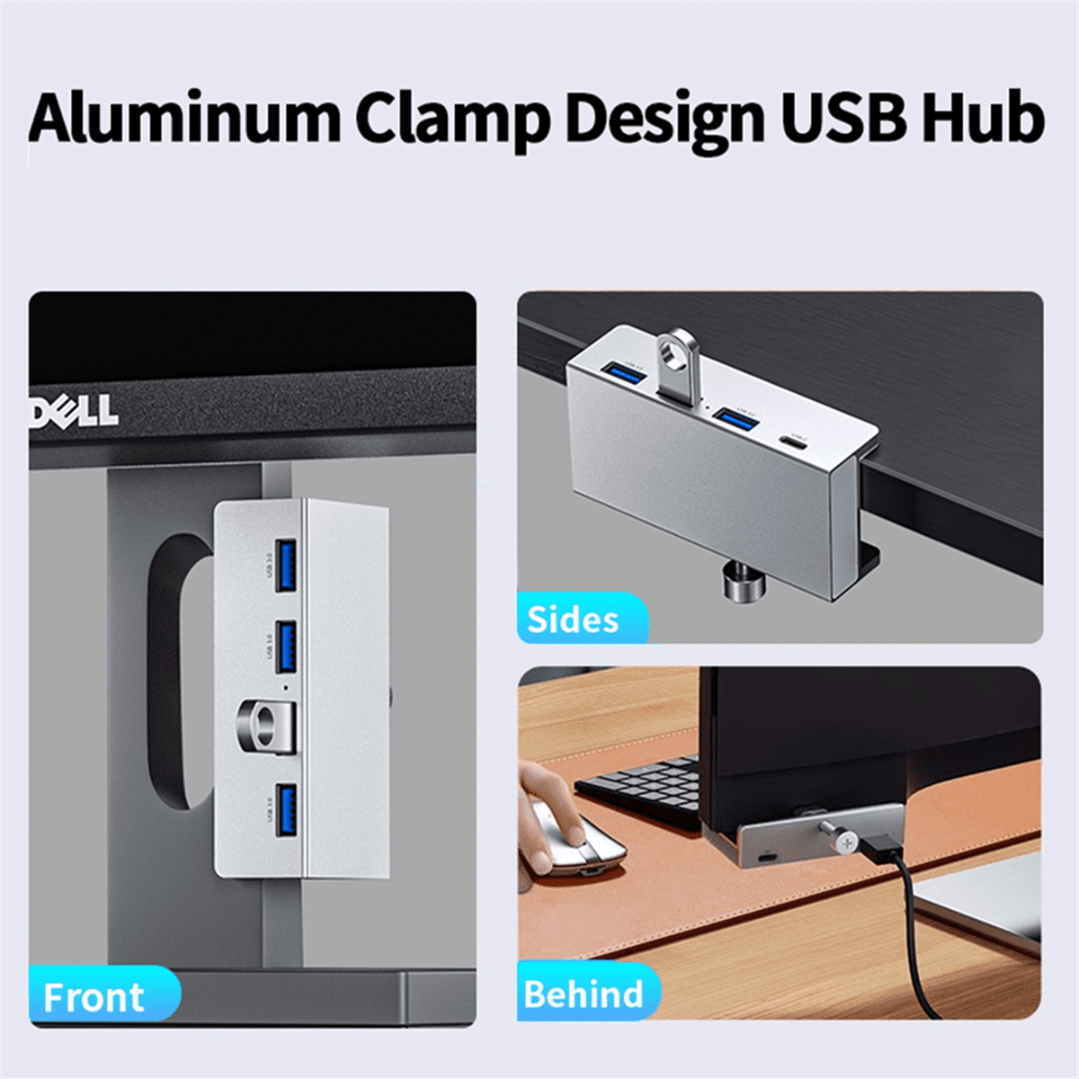 USB 3.0 Type C HUB Aluminum Alloy External Multiports Splitter High Speed Expansion 5GBPS Data Transmission for Desktop