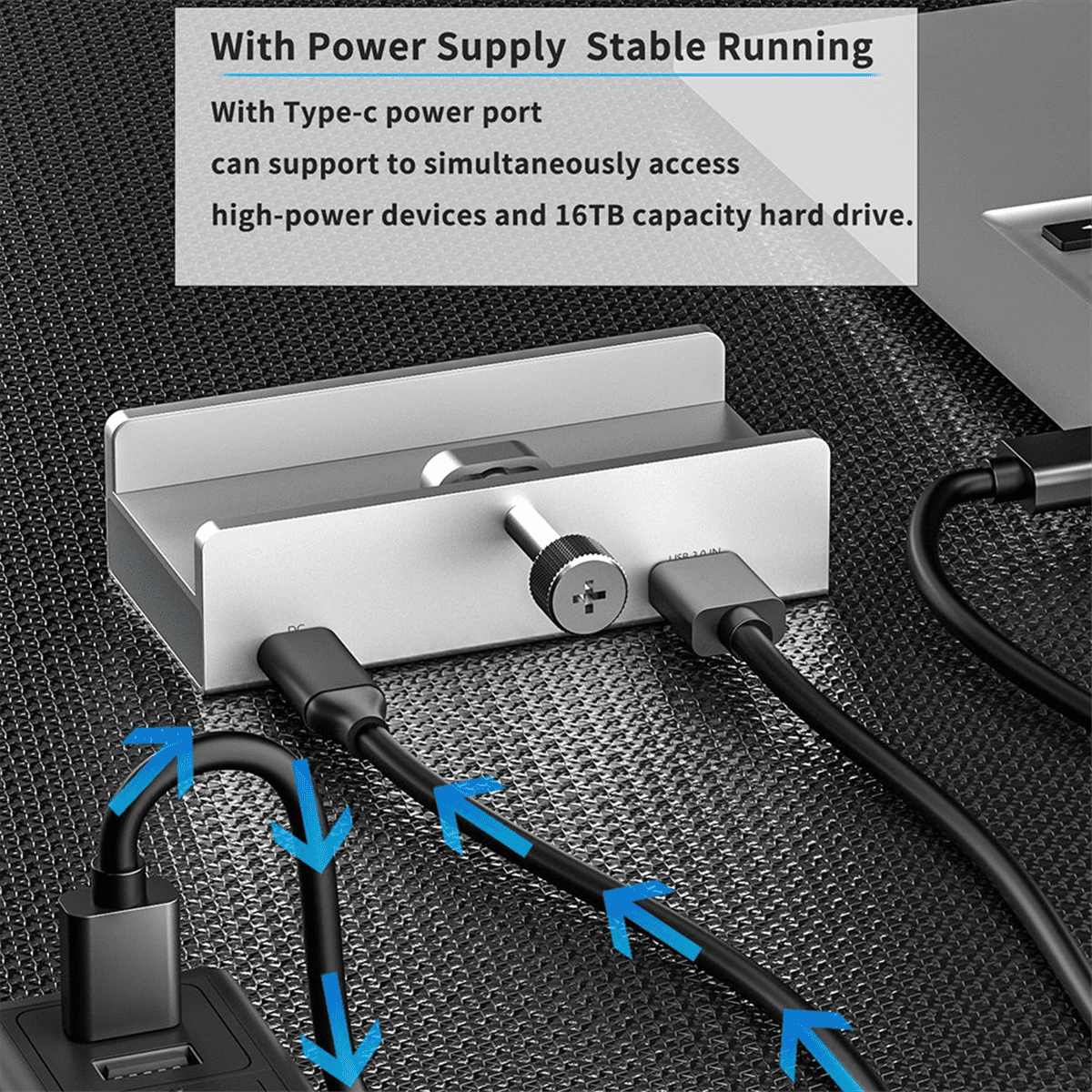 USB 3.0 Type C HUB Aluminum Alloy External Multiports Splitter High Speed Expansion 5GBPS Data Transmission for Desktop