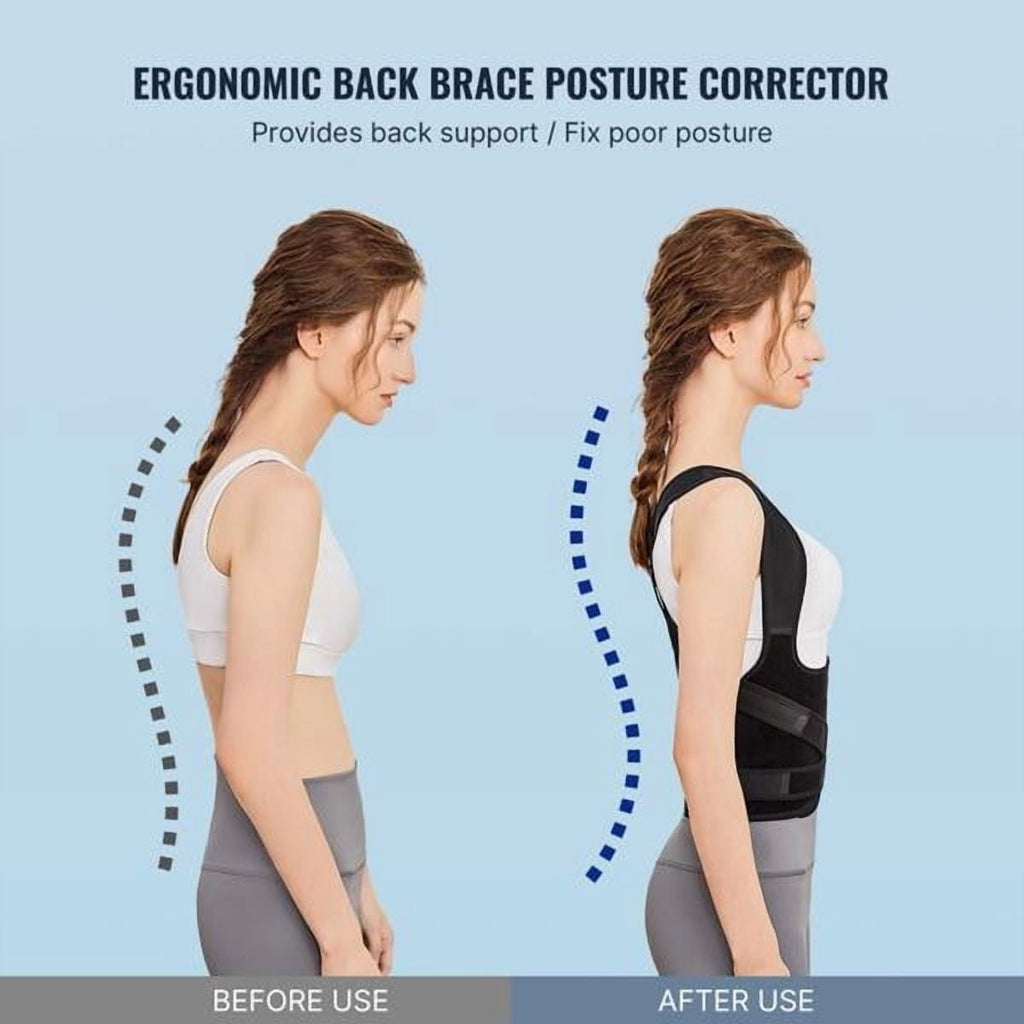 Adjustable Back Brace Posture Corrector – Full Back Support for Men &amp; Women, Shoulder Straightener &amp; Pain Relief