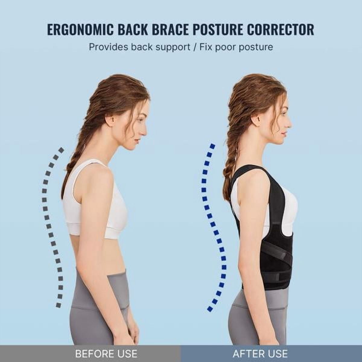 Adjustable Back Brace Posture Corrector – Full Back Support for Men &amp; Women, Shoulder Straightener &amp; Pain Relief