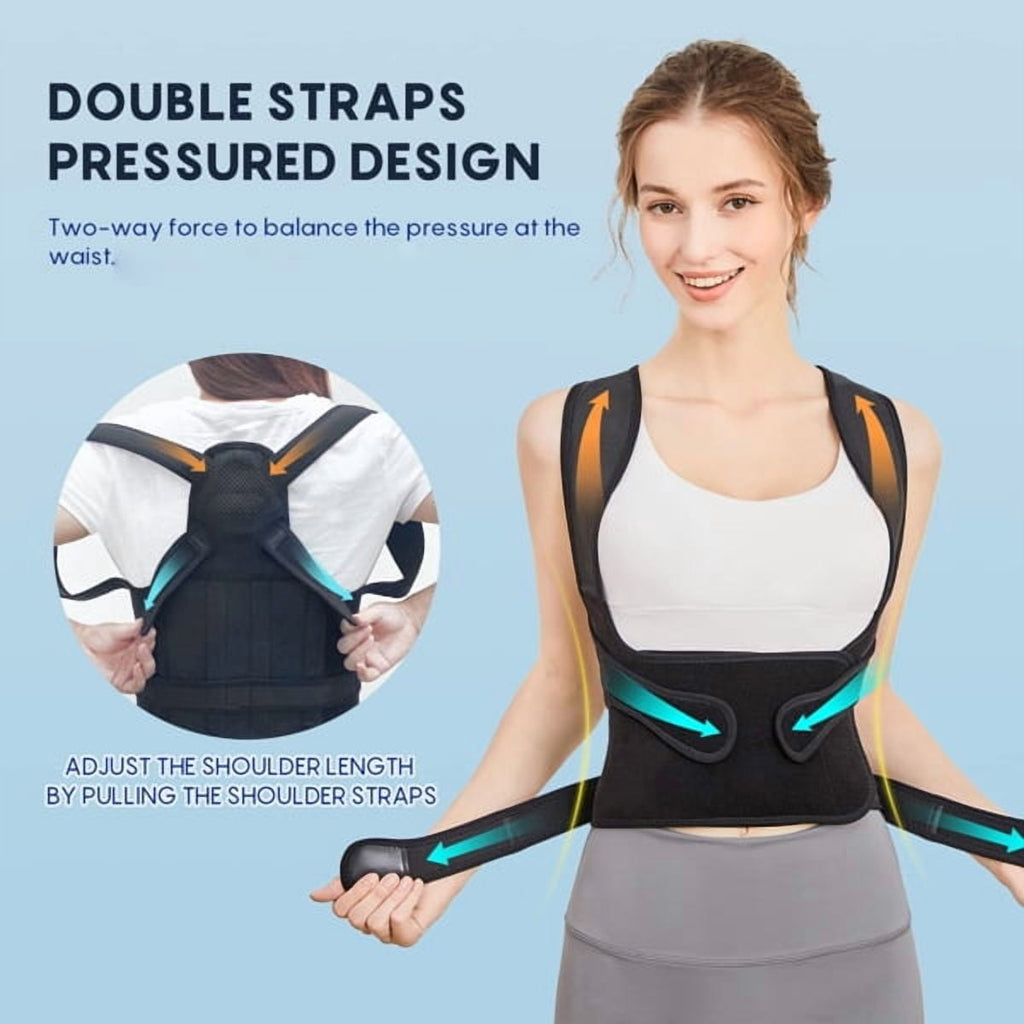 Adjustable Back Brace Posture Corrector – Full Back Support for Men &amp; Women, Shoulder Straightener &amp; Pain Relief