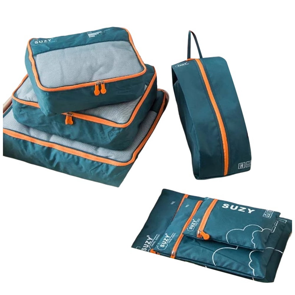 7 Pieces Set Travel Organizer Storage Bags Suitcase Portable Luggage Organizer Clothes Shoe Tidy Pouch Packing Set , 1