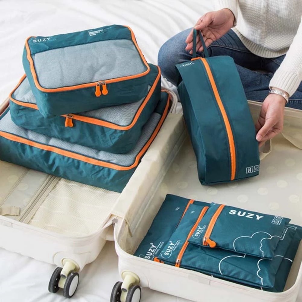 7 Pieces Set Travel Organizer Storage Bags Suitcase Portable Luggage Organizer Clothes Shoe Tidy Pouch Packing Set , 1