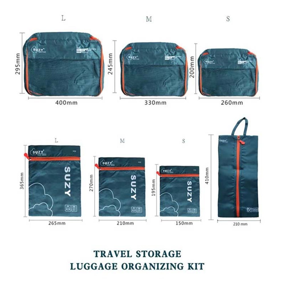 7 Pieces Set Travel Organizer Storage Bags Suitcase Portable Luggage Organizer Clothes Shoe Tidy Pouch Packing Set , 1
