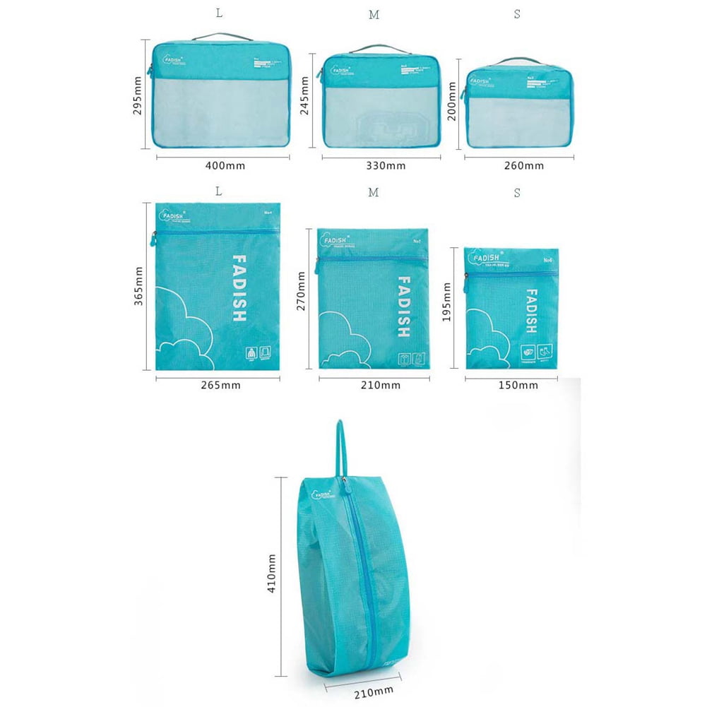 7 Pieces Set Travel Organizer Storage Bags Suitcase Portable Luggage Organizer Clothes Shoe Tidy Pouch Packing Set , 1