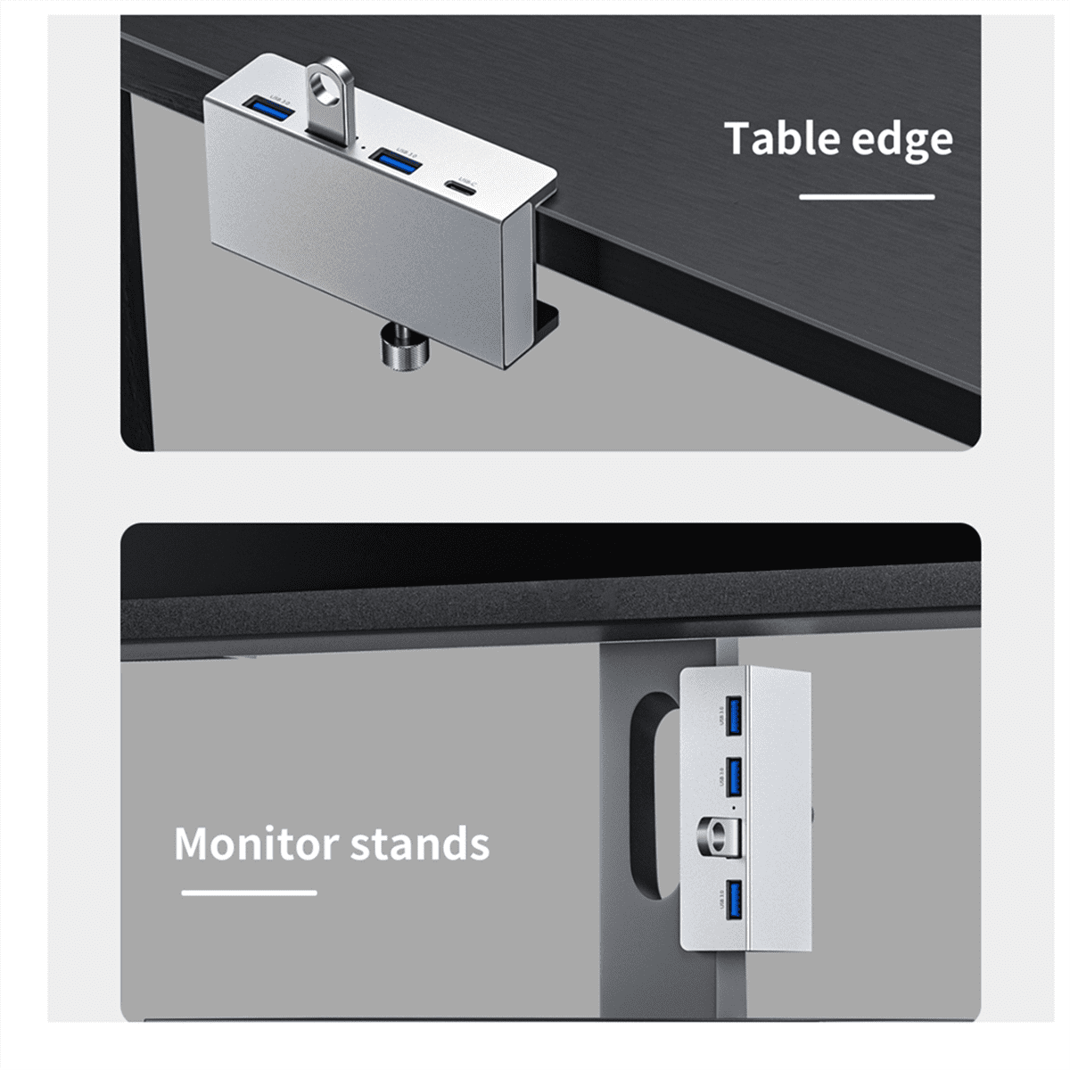 USB 3.0 Type C HUB Aluminum Alloy External Multiports Splitter High Speed Expansion 5GBPS Data Transmission for Desktop,1 x USB 3.0 hub 1 cable,Silver