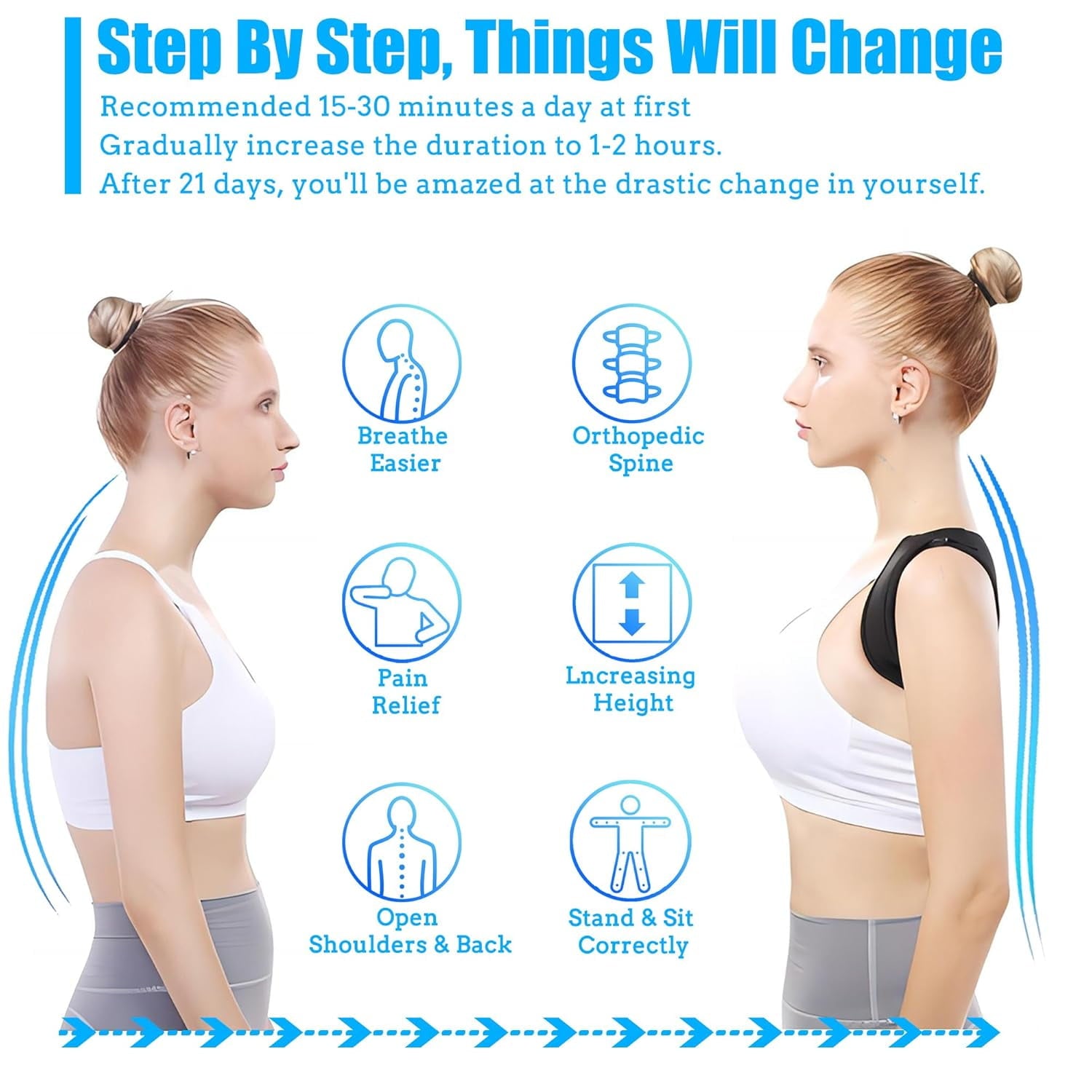 Back Brace Posture Corrector for Men and Women - Invisible &amp; Mesh Breathable Upper Back Brace - Adjustable Back Straightener - Relieve Shoulder, Neck &amp; Back Pain, S(28-37inch)/ L(38-48inch) 1PCS