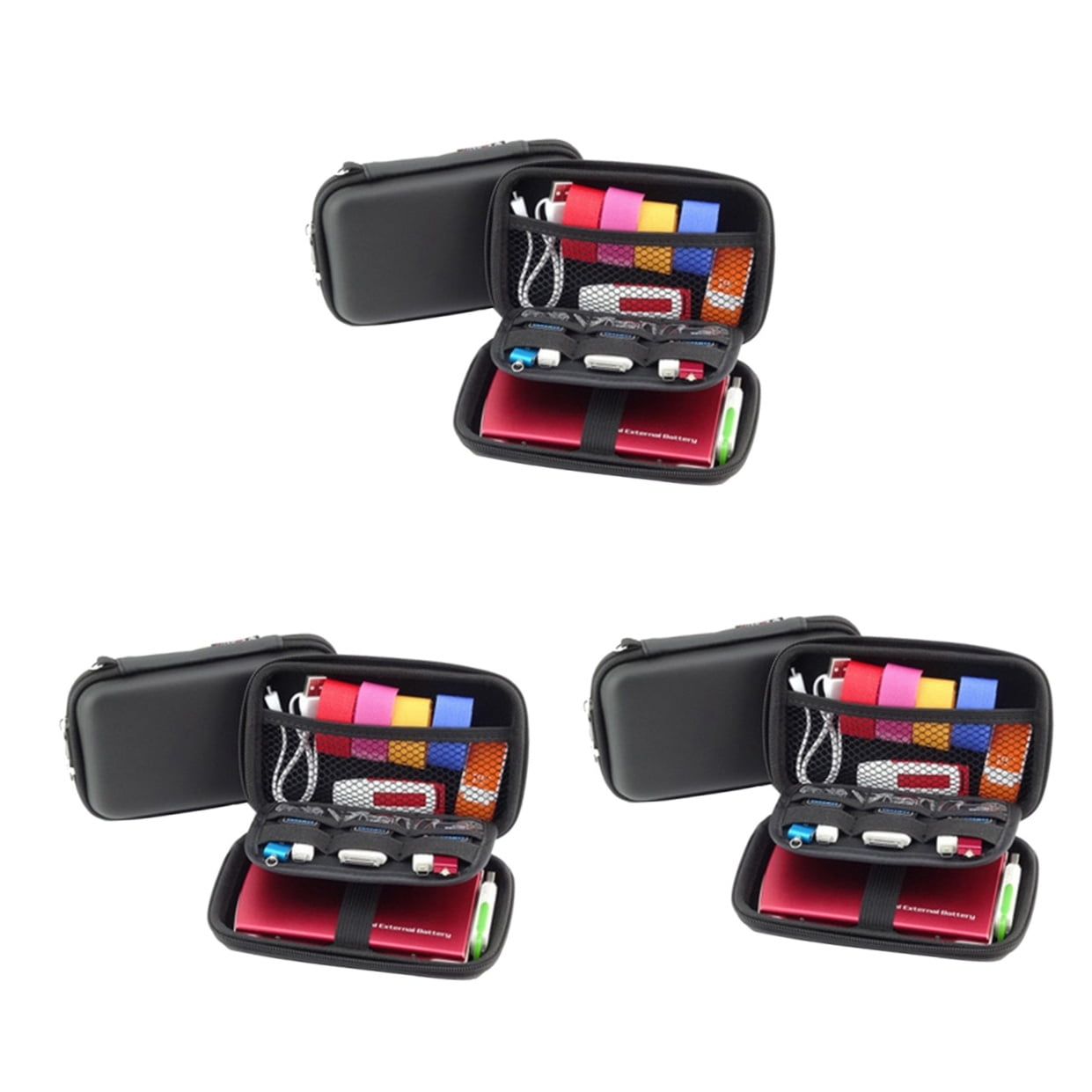3-Compartment Accessories Storage Bag Organizer for Travel, Electronics, and Daily Use
