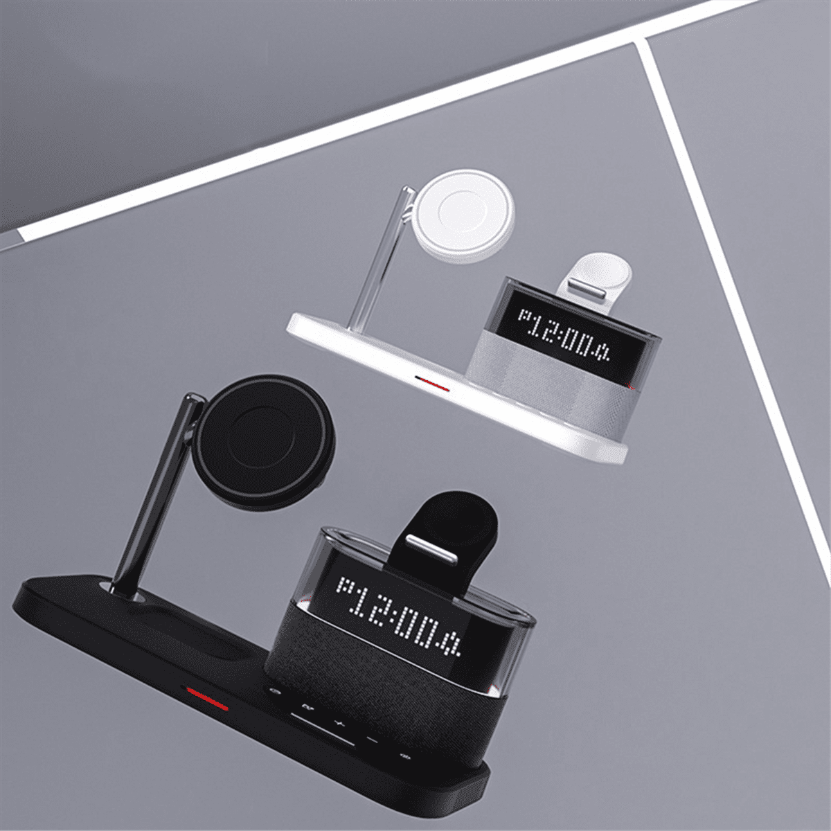 5 in 1 Magnetic Wireless Charger Stand LED Night Light Alarm Clock Fast Charging Station White,1 x Charging Station,White