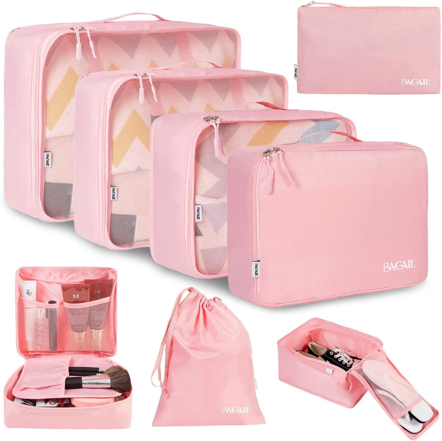 6 Set Packing Cubes Luggage Packing Organizers for Travel Accessories (Beige)