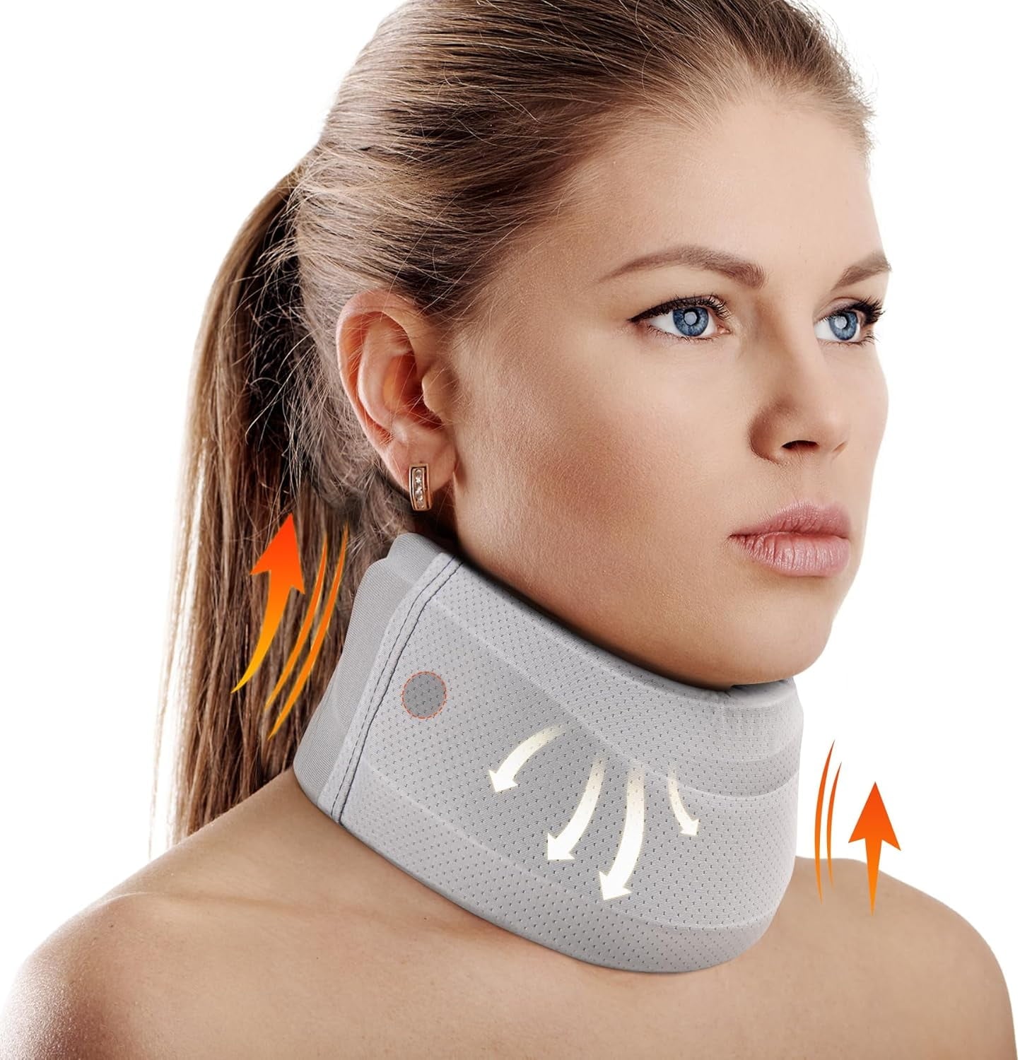 Neck Brace for Neck Pain and Support, Soft Neck Support Relieves Pain &amp;  Wrap Align Stabilize Vertebrae Foam Cervical Collar for Sleeping (Grey, M, 3.5" Depth Collar)