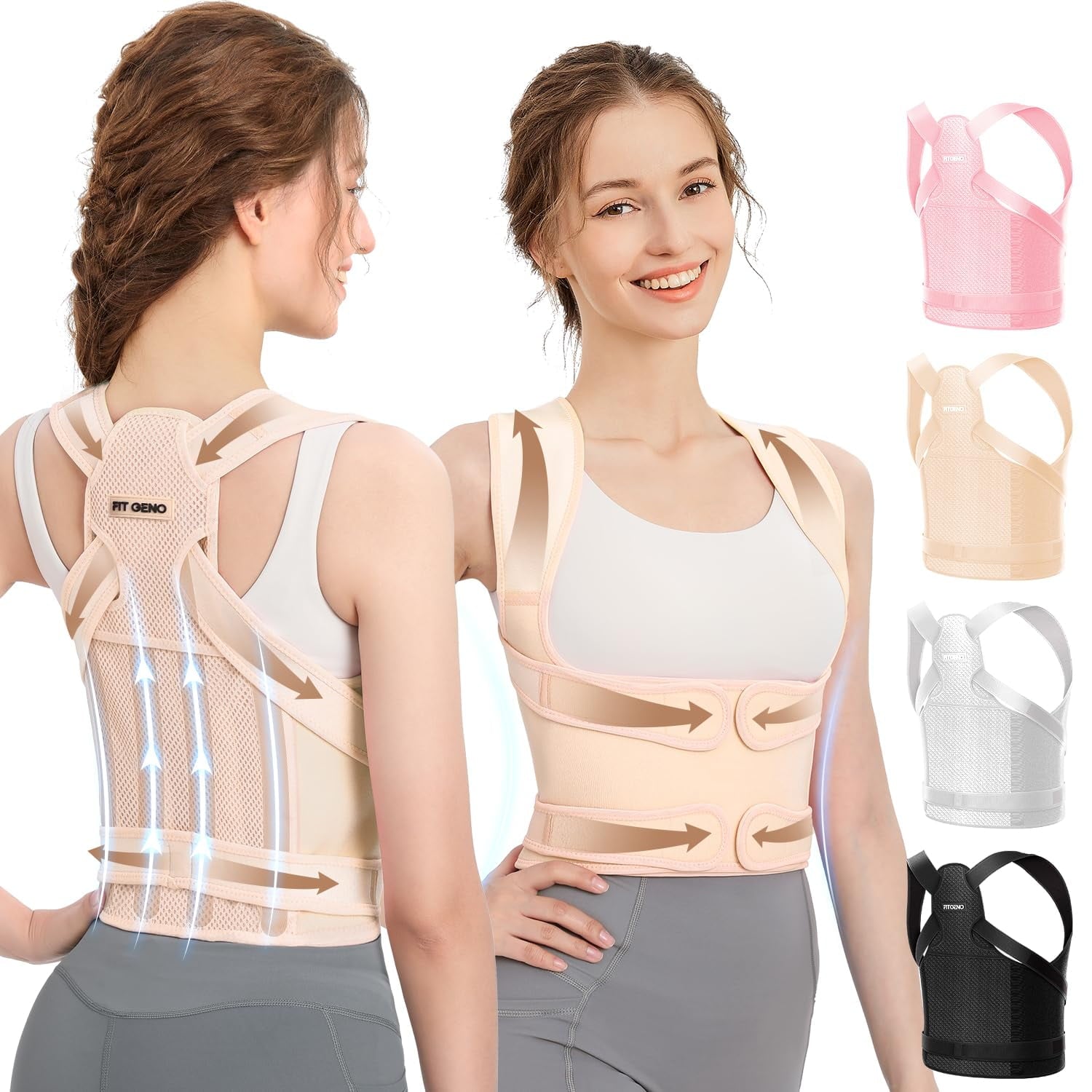 Back Brace Posture Corrector for Women and Men, Shoulder Straightener, Adjustable Full Back Support, Upper and Lower Back Pain Relief - Scoliosis, Hunchback, Hump, Thoracic, Spine Corrector